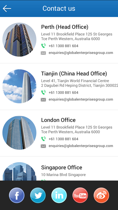 Global Enterprises Screen 06 Contact