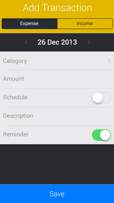 Excome Screen 03 Add Transaction